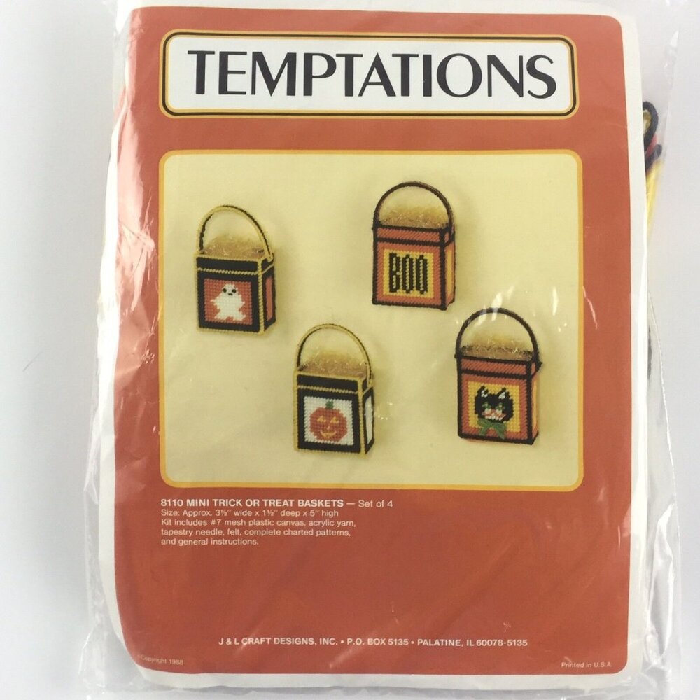 Halloween 8110 Trick Treat Basket J & L Craft Pumpkin Black Cat Embroidery Kit